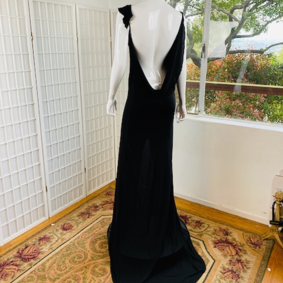 Vintage CALVIN TRAN Silk Jersey Dress w/Train, 4 / 6. - Picture 4 of 9